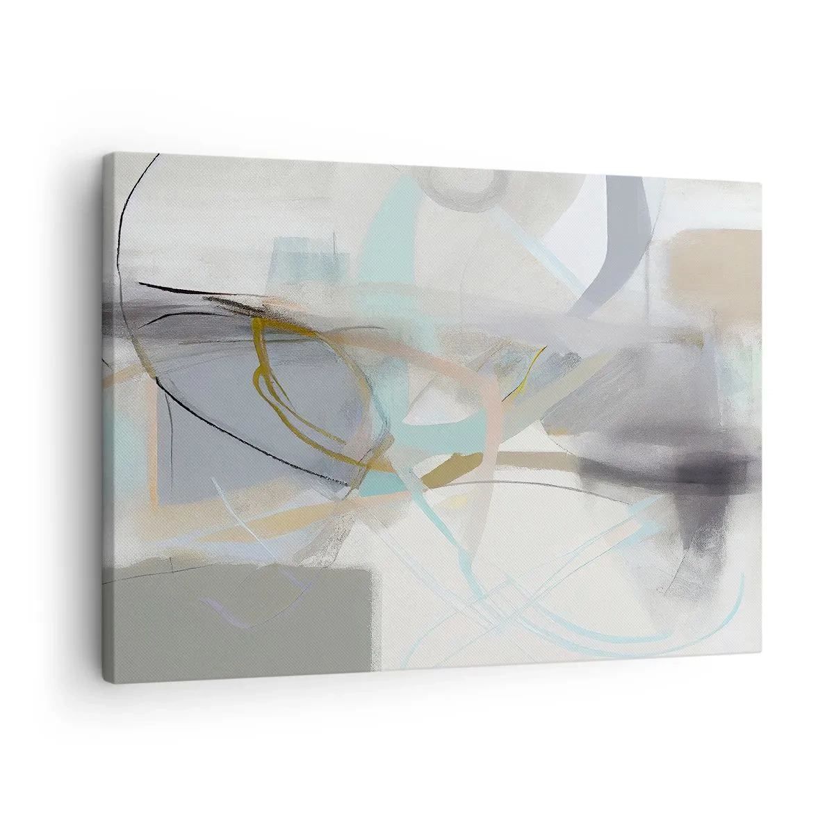 Bild auf Leinwand - Leinwandbild - Pastellabstraktion mit zarten Linien - 70x50cm - Neblige Abstraktion - Moderne Wanddekoration für Wohnzimmer und Schlafzimmer ARTTOR