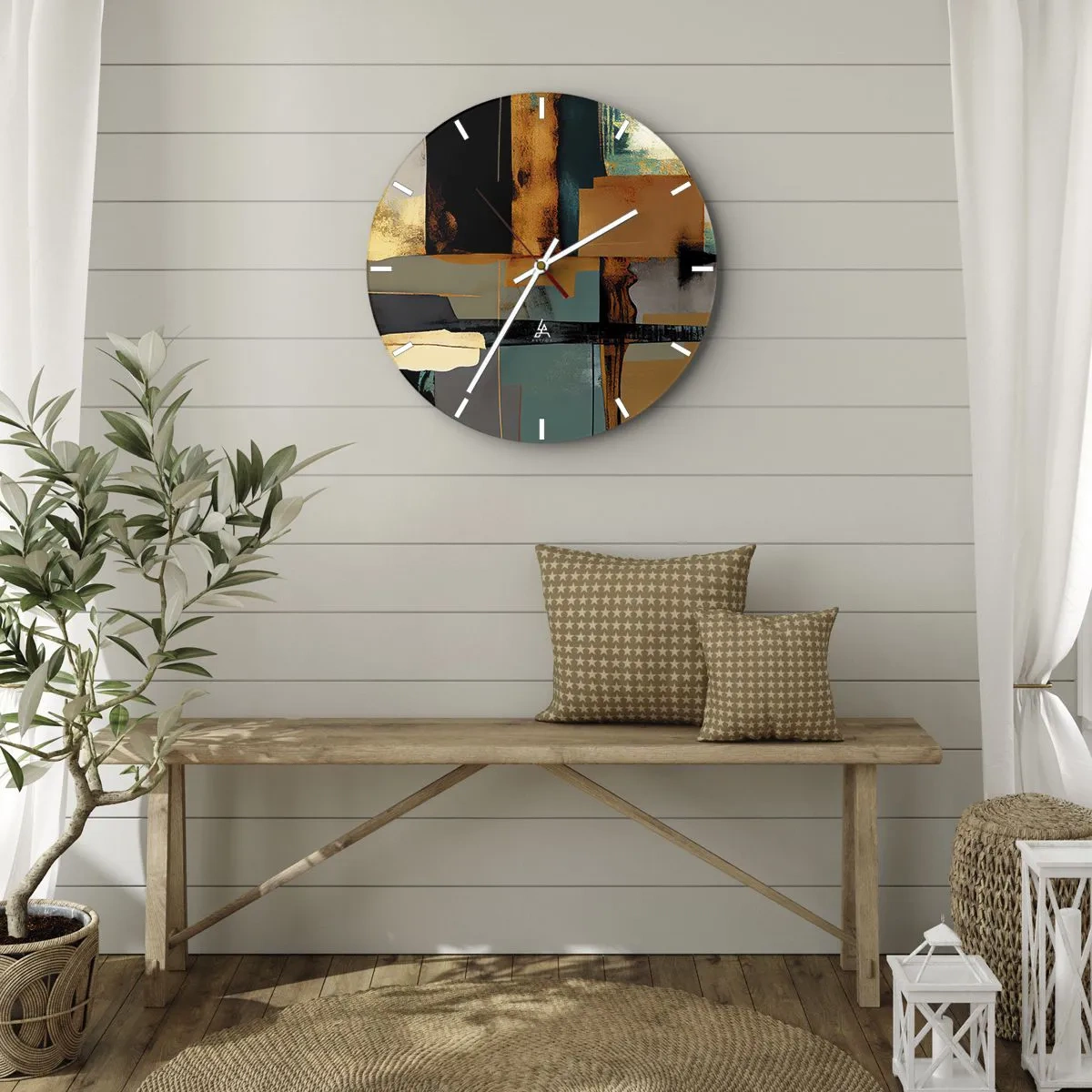 Wanduhr - Glasuhr - Abstraktion – Licht und Schatten - 30x30 cm