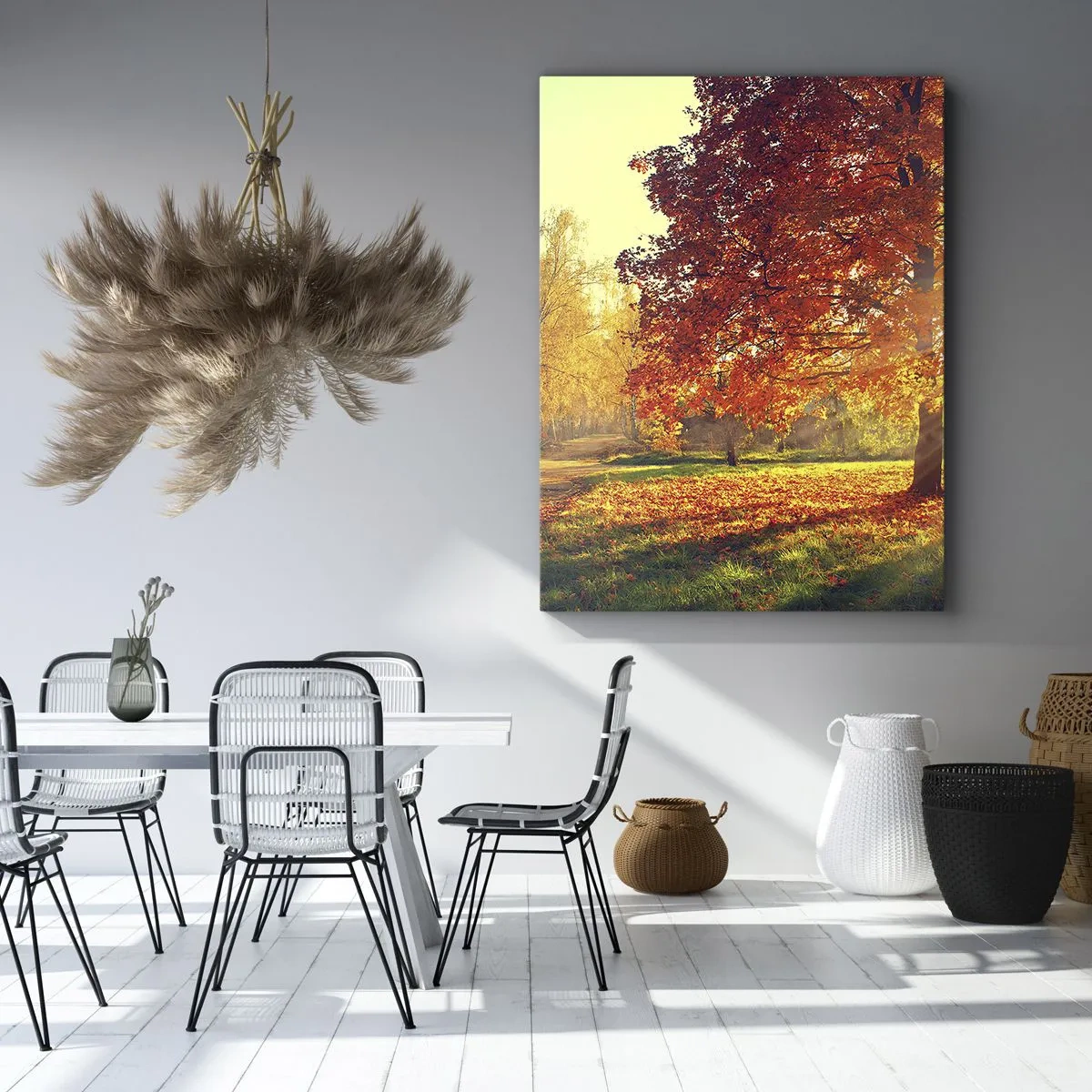 Bild auf Leinwand - Leinwandbild - Herbstpark im Sonnenlicht - 80x120cm - Unhöflich ist schön - Moderne Wanddekoration für Wohnzimmer und Schlafzimmer ARTTOR