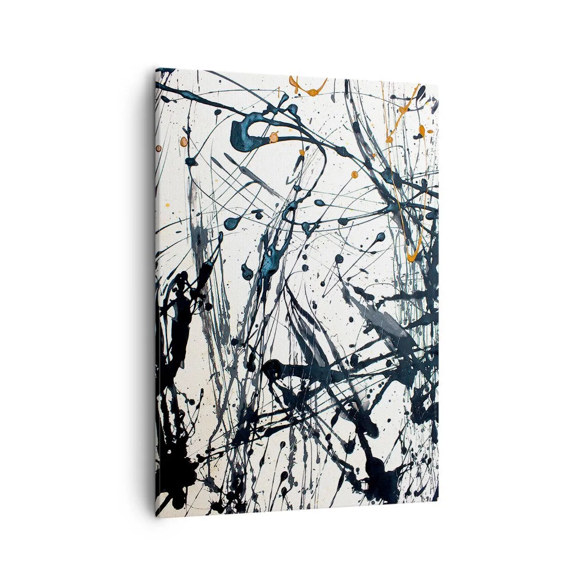 Bild auf Leinwand - Leinwandbild - Ein abstraktes Gemälde mit Farbspritzern in dynamischen Mustern. - 50x70cm - Expressionistische Abstraktion - Moderne Wanddekoration für Wohnzimmer und Schlafzimmer ARTTOR