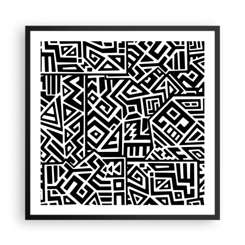 Poster in einem schwarzem Rahmen - Präkolumbianische Komposition - 60x60 cm