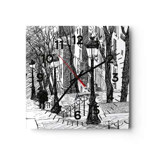Wanduhr - Glasuhr - Liebesgeschichte oder Horrorgeschichte? - 30x30 cm