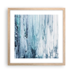 Poster in einem Rahmen aus heller Eiche - Blaue Eiszapfen - 40x40 cm