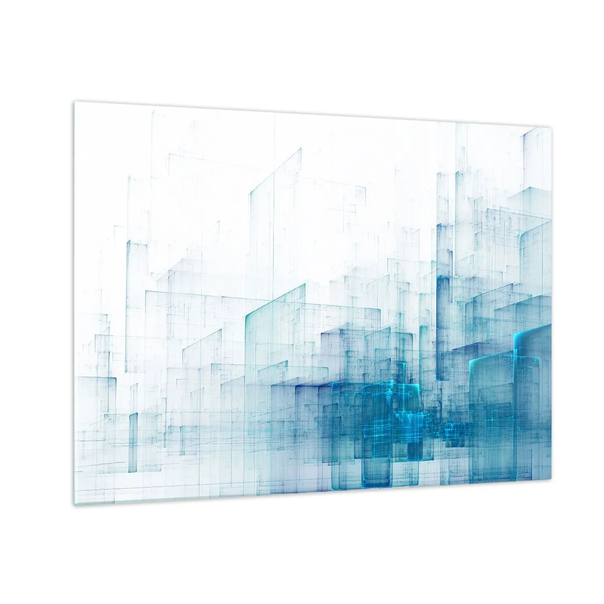 Glasbild - Bild auf glas - Abstrakte geometrische Komposition in Blautönen - 70x50cm - Wie der Raum wgeschaffen urde - Moderne Wanddekoration für Wohnzimmer und Schlafzimmer ARTTOR