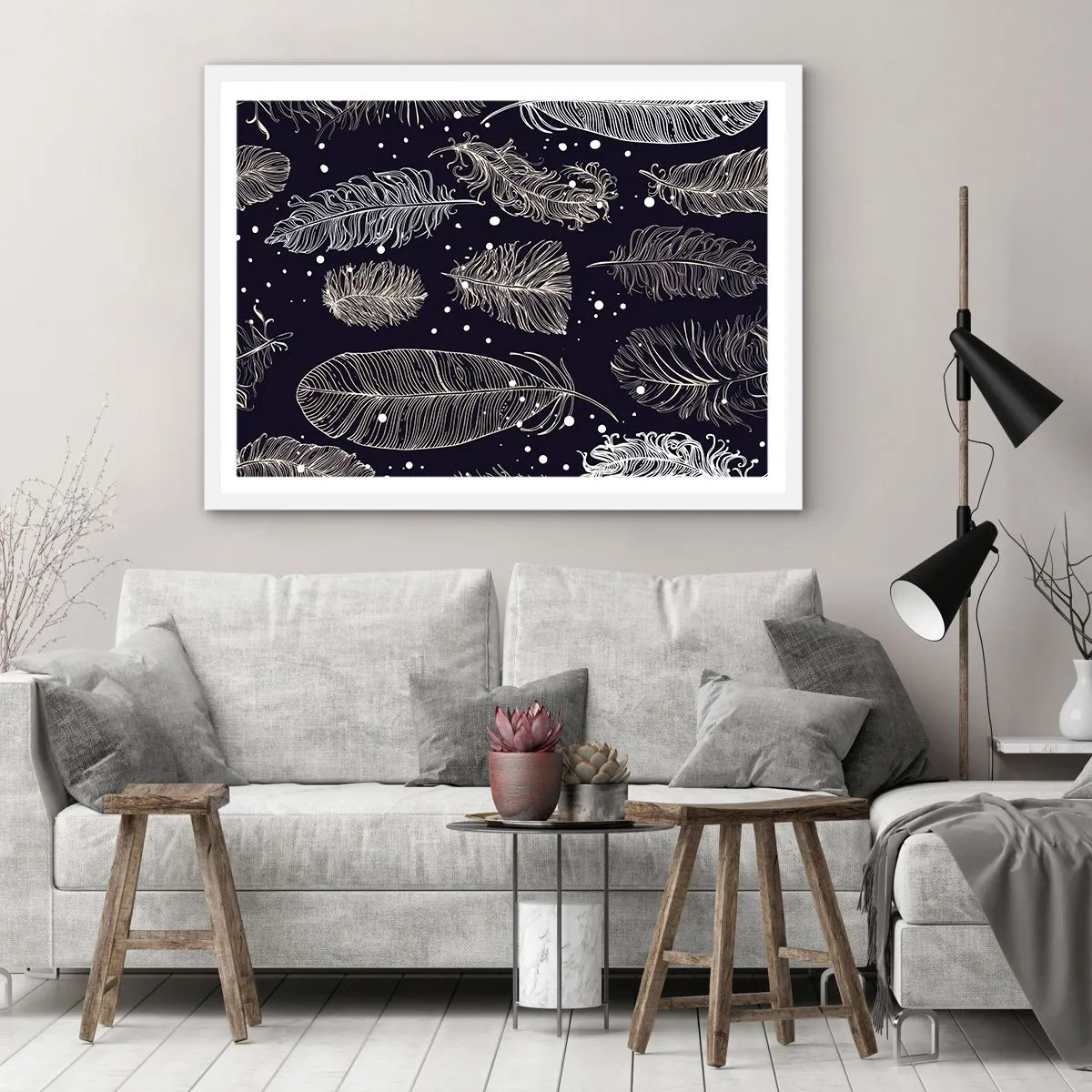 Poster in einem weißen Rahmen - Gefiederte Spitze - 40x30 cm