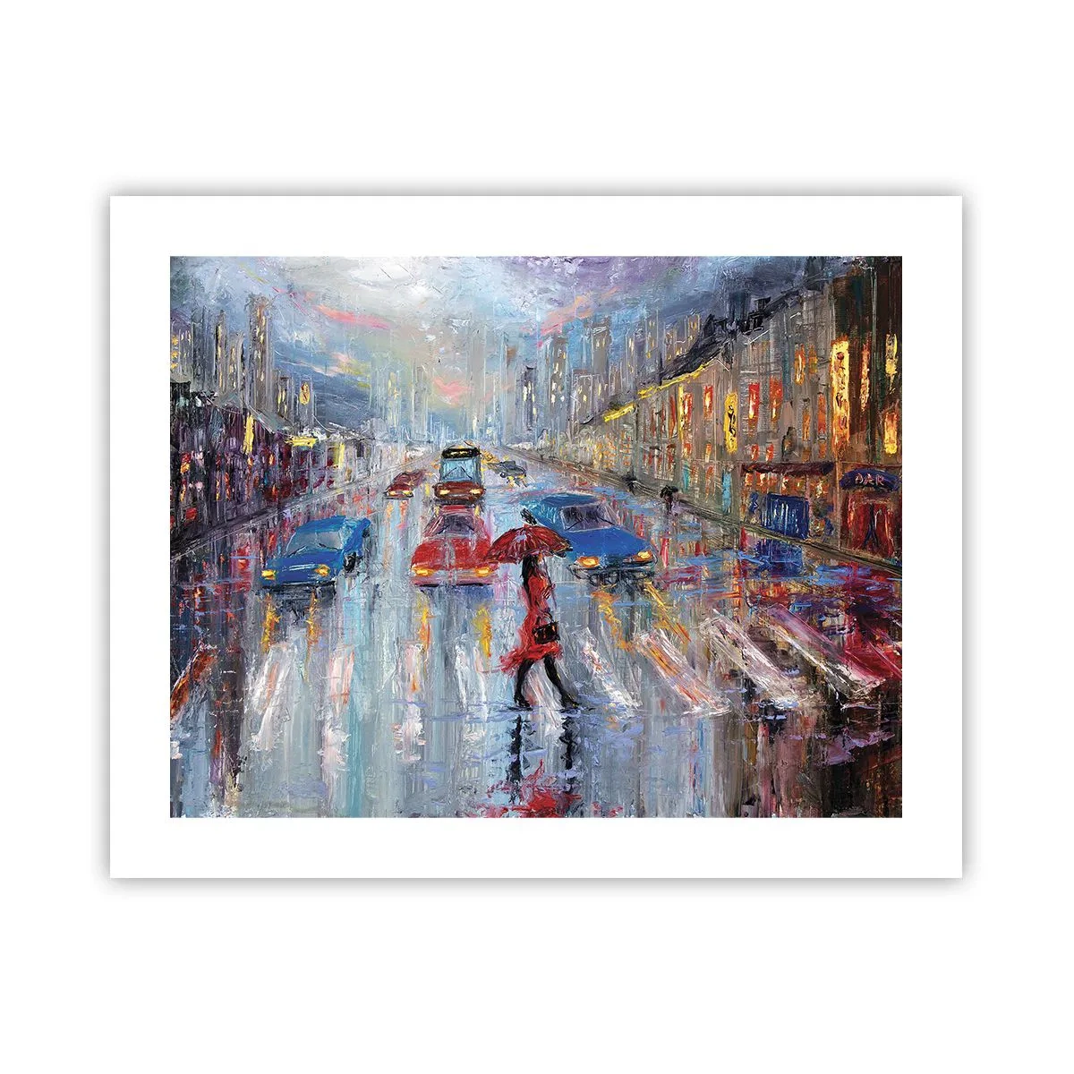 Poster - Regnerischer Nachmittag in der Stadt - 50x40 cm