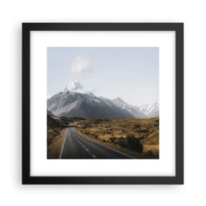 Poster in einem schwarzem Rahmen - Der Weg ins Herz der Berge - 30x30 cm