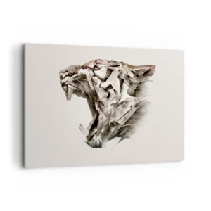 Bild auf Leinwand - Leinwandbild - Abstraktes Bild eines Tigers in Beigetönen - 120x80cm - Du weißt schon wer das Sagen hat - Moderne Wanddekoration für Wohnzimmer und Schlafzimmer ARTTOR