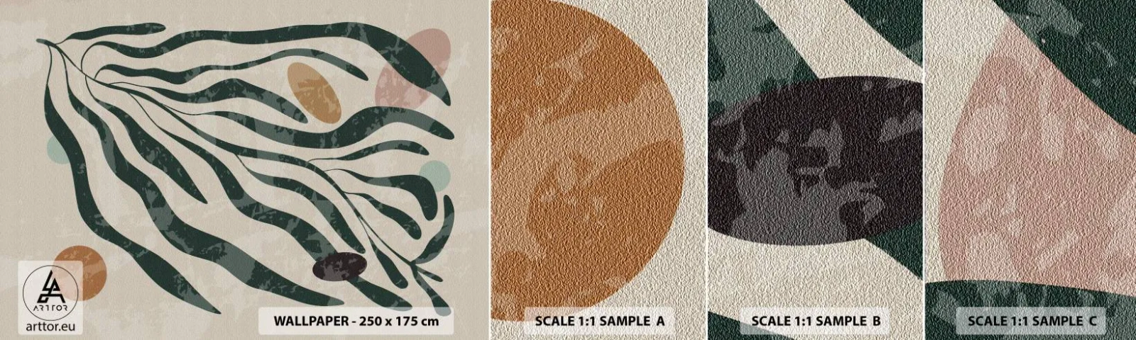 Fototapeten Muster Selbstklebend Deluxe Sticker - Im Grünen - Boho, Anlage, Modern - 100x30 cm