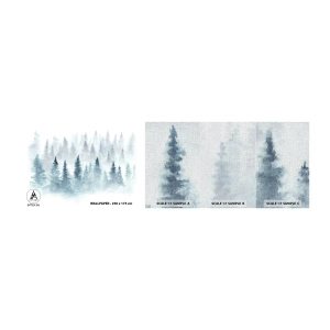 Fototapeten Muster Premium Canvas - In Nebel gehüllt - Landschaft, Wald, Fichte - 100x30 cm