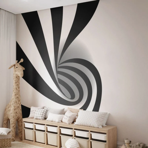 Selbstklebende Fototapete Deluxe Sticker - Und doch dreht es sich - Abstraktion, Grafik, Schwarz und weiß - 300x210 cm