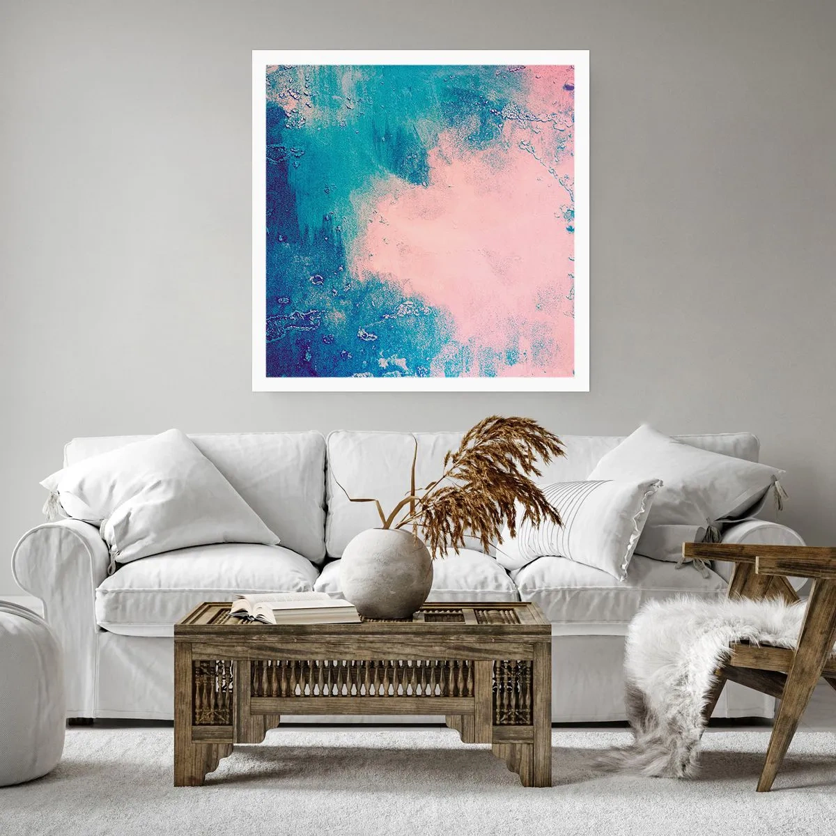 Poster - Himmelsblaue Umarmungen - 40x40 cm