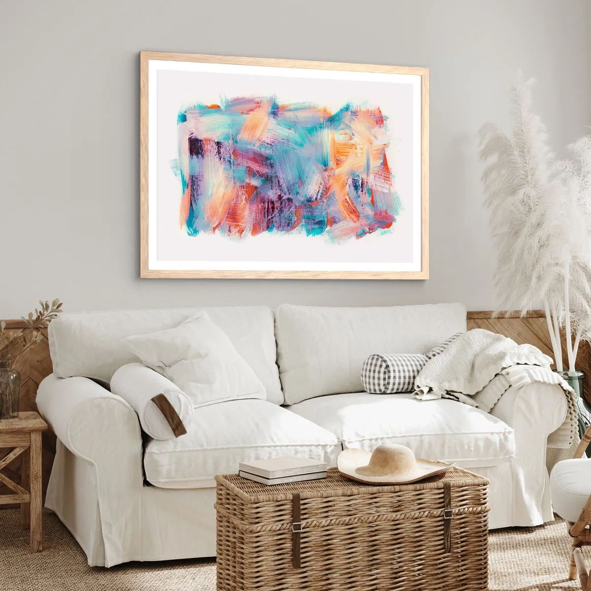 Poster in einem Rahmen aus heller Eiche - Buntes Durcheinander - 50x40 cm