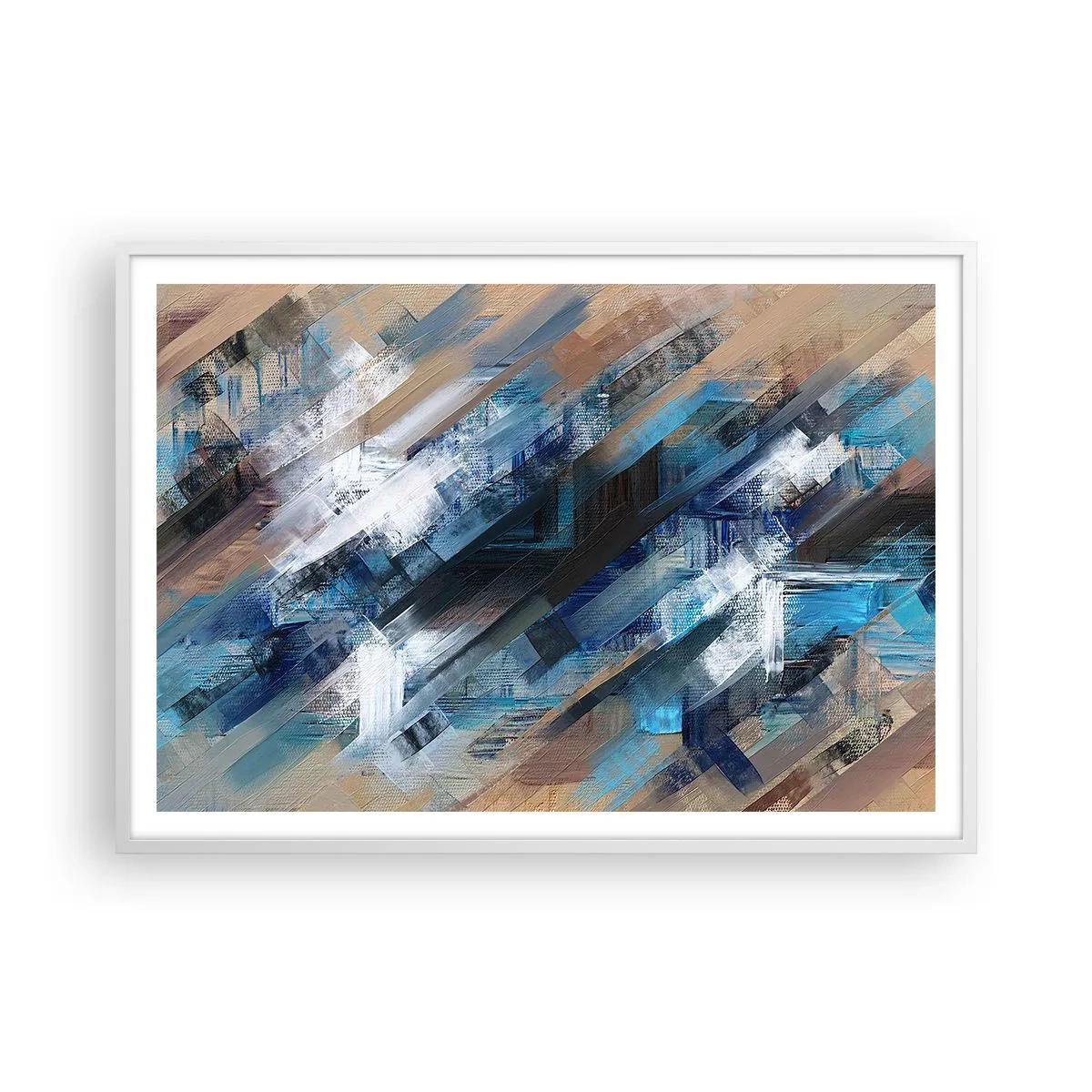 Poster in einem weißen Rahmen - Auf einer blauen Diagonale - 100x70 cm