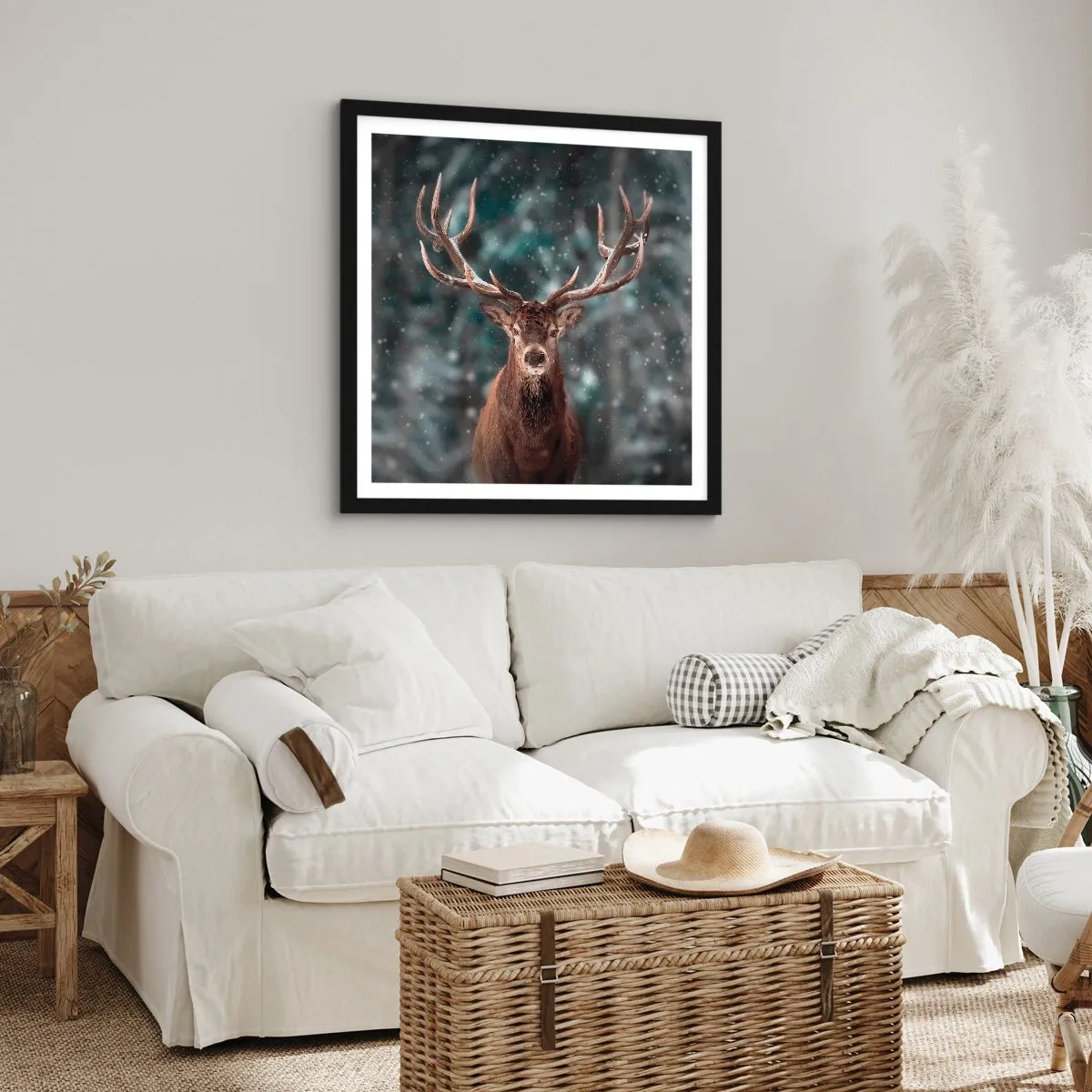 Poster in einem schwarzem Rahmen - Gekrönter König des Waldes - 30x30 cm