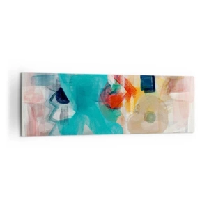 Bild auf Leinwand - Leinwandbild - Abstrakte Formen und Farben schaffen eine dynamische Komposition - 160x50cm - Buntes Spiel - Moderne Wanddekoration für Wohnzimmer und Schlafzimmer ARTTOR