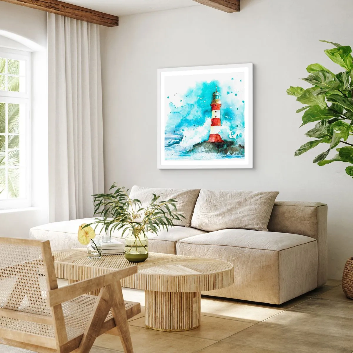 Poster in einem weißen Rahmen - Einheit der Elemente - 40x40 cm