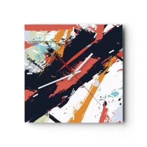 Wanduhr - Glasuhr - Dynamische Komposition - 40x40 cm