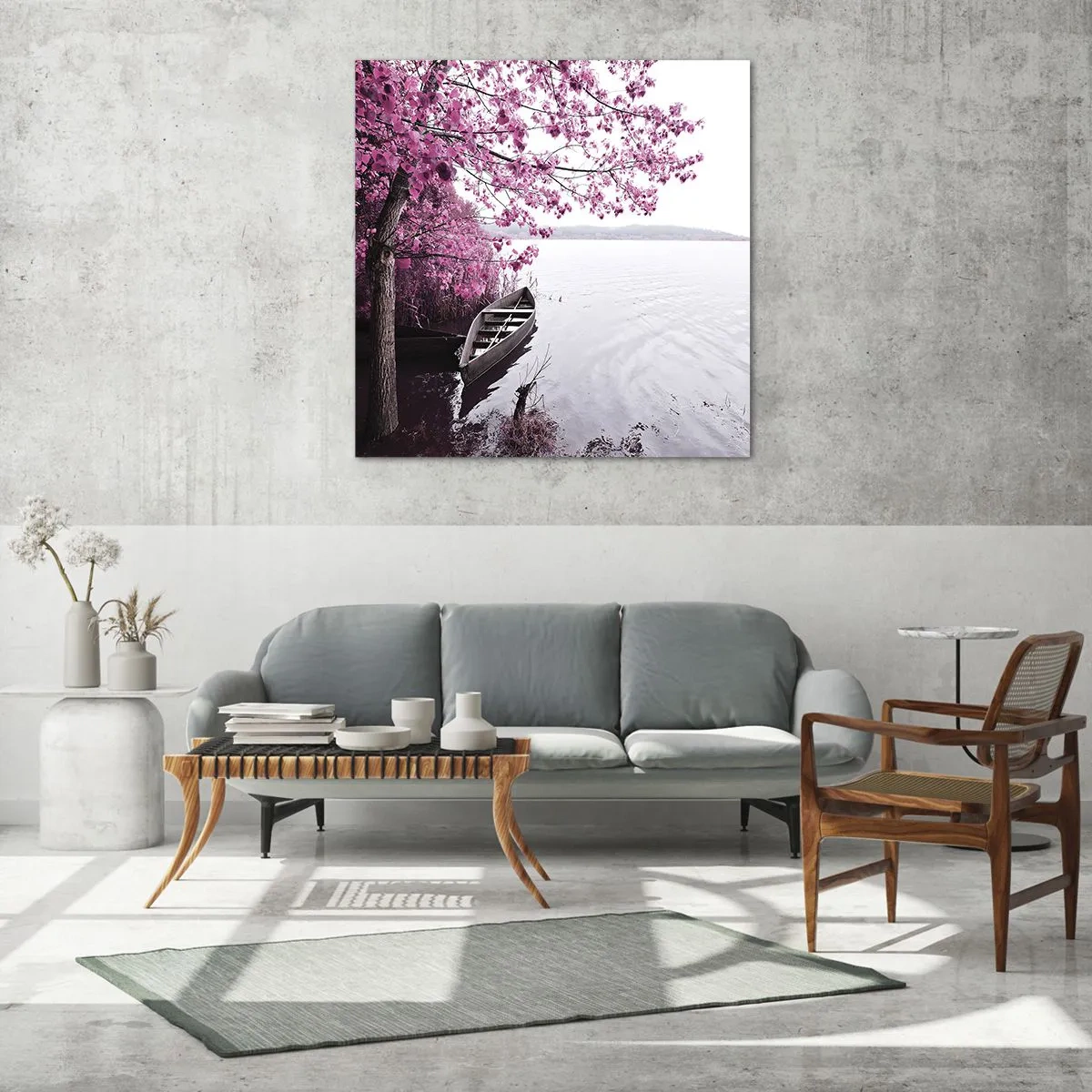 Glasbild - Bild auf glas - In rosa Stille - 70x70 cm