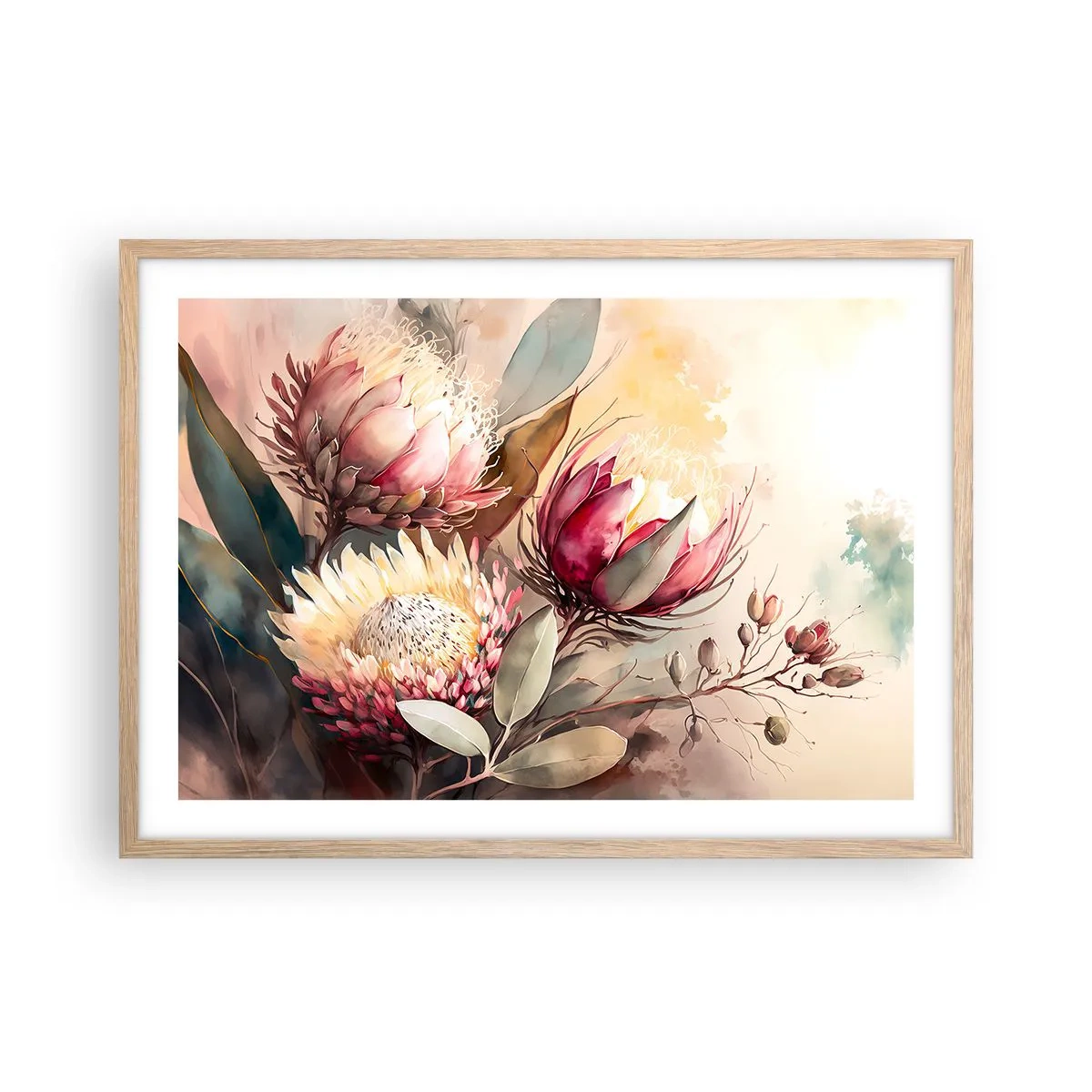 Poster in einem Rahmen aus heller Eiche - Im Profil und en face - 70x50 cm