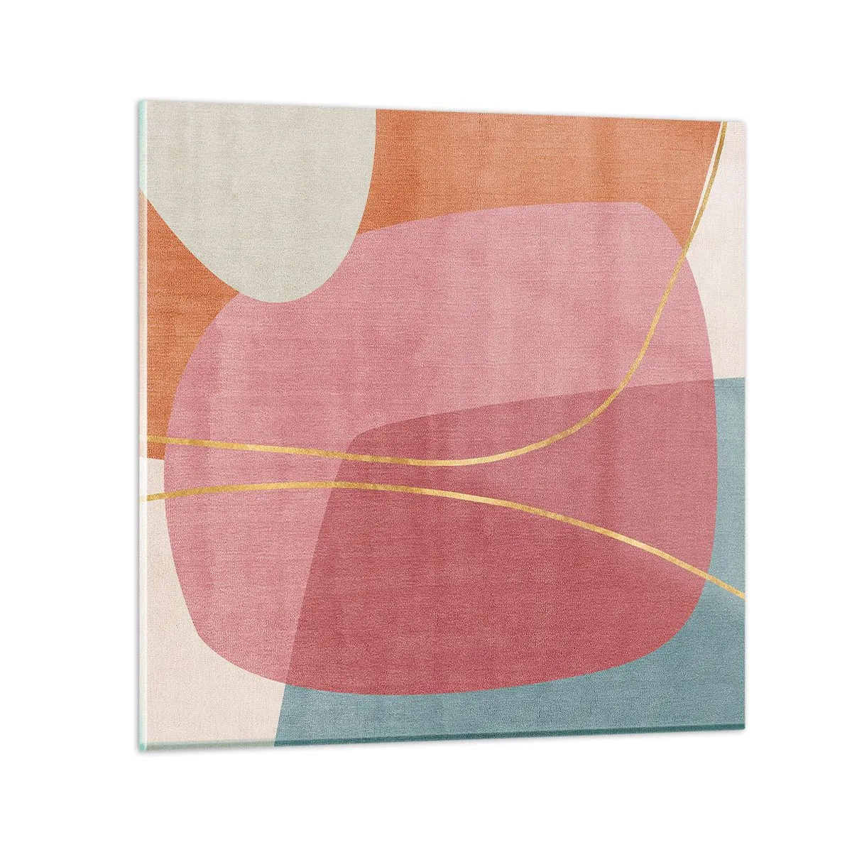 Glasbild - Bild auf glas - Pastellkomposition mit Goldfaden - 60x60 cm