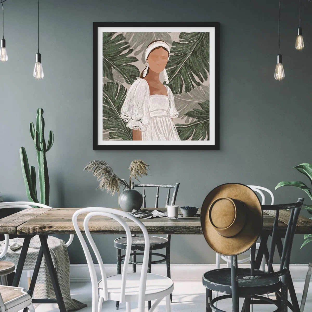 Poster in einem schwarzem Rahmen - Exotisches Porträt - 60x60 cm