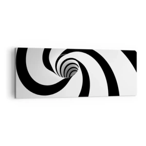 Bild auf Leinwand - Leinwandbild - Abstrakte schwarz-weiße Spirale mit Wirbeleffekt - 140x50cm - Dem Wirbel nachgeben? - Moderne Wanddekoration für Wohnzimmer und Schlafzimmer ARTTOR