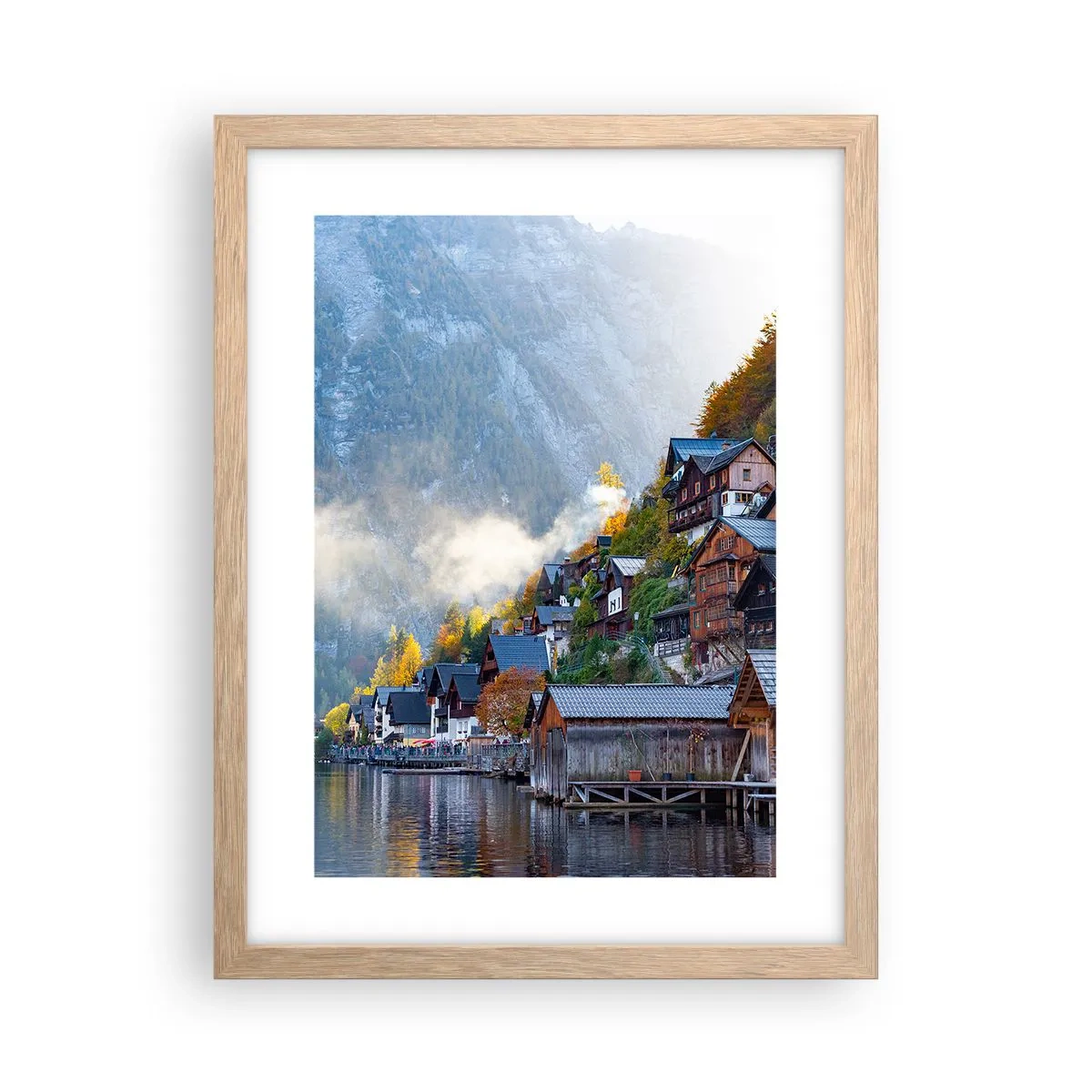 Poster in einem Rahmen aus heller Eiche - Alpenatmosphäre - 30x40 cm