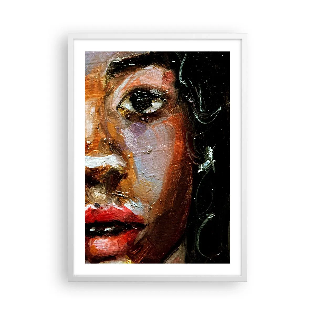 Poster in einem weißen Rahmen - Schwarz und Glanz - 50x70 cm
