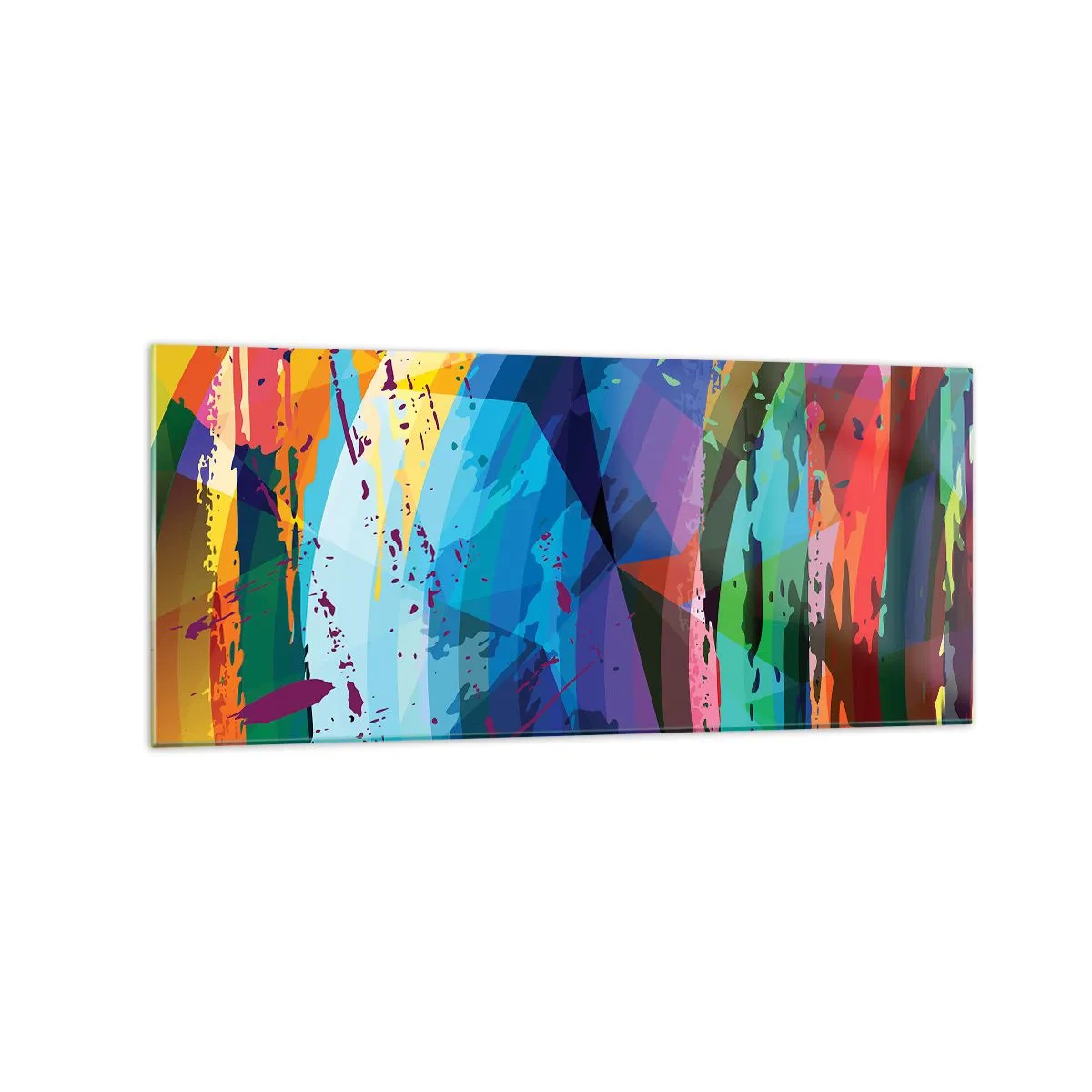 Glasbild - Bild auf glas - Bunte Abstraktion in dynamischen Mustern und Formen - 120x50cm - Farbenfroher Schwindel - Moderne Wanddekoration für Wohnzimmer und Schlafzimmer ARTTOR