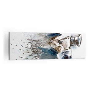 Bild auf Leinwand - Leinwandbild - Ein Kapitän mit Fernglas in einer dynamischen Aquarellszene - 160x50cm - Zehn auf der Beaufort-Skala! - Moderne Wanddekoration für Wohnzimmer und Schlafzimmer ARTTOR