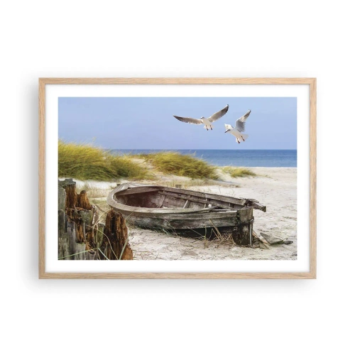 Poster in einem Rahmen aus heller Eiche - In Wind gebadet - 70x50 cm