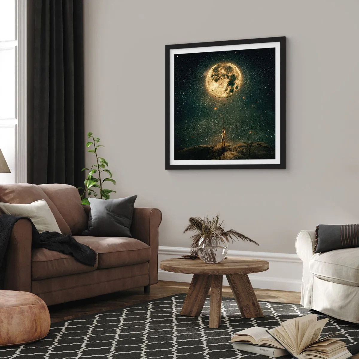 Poster in einem schwarzem Rahmen - Der Mann, der den Mond gestohlen hat - 40x40 cm