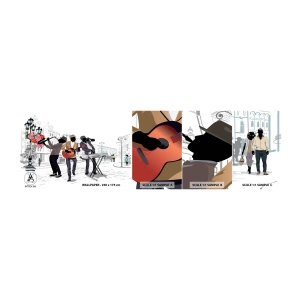Fototapeten Muster Selbstklebend Deluxe Sticker - Straßenmusik - Musik, Gitarre, Band - 100x30 cm
