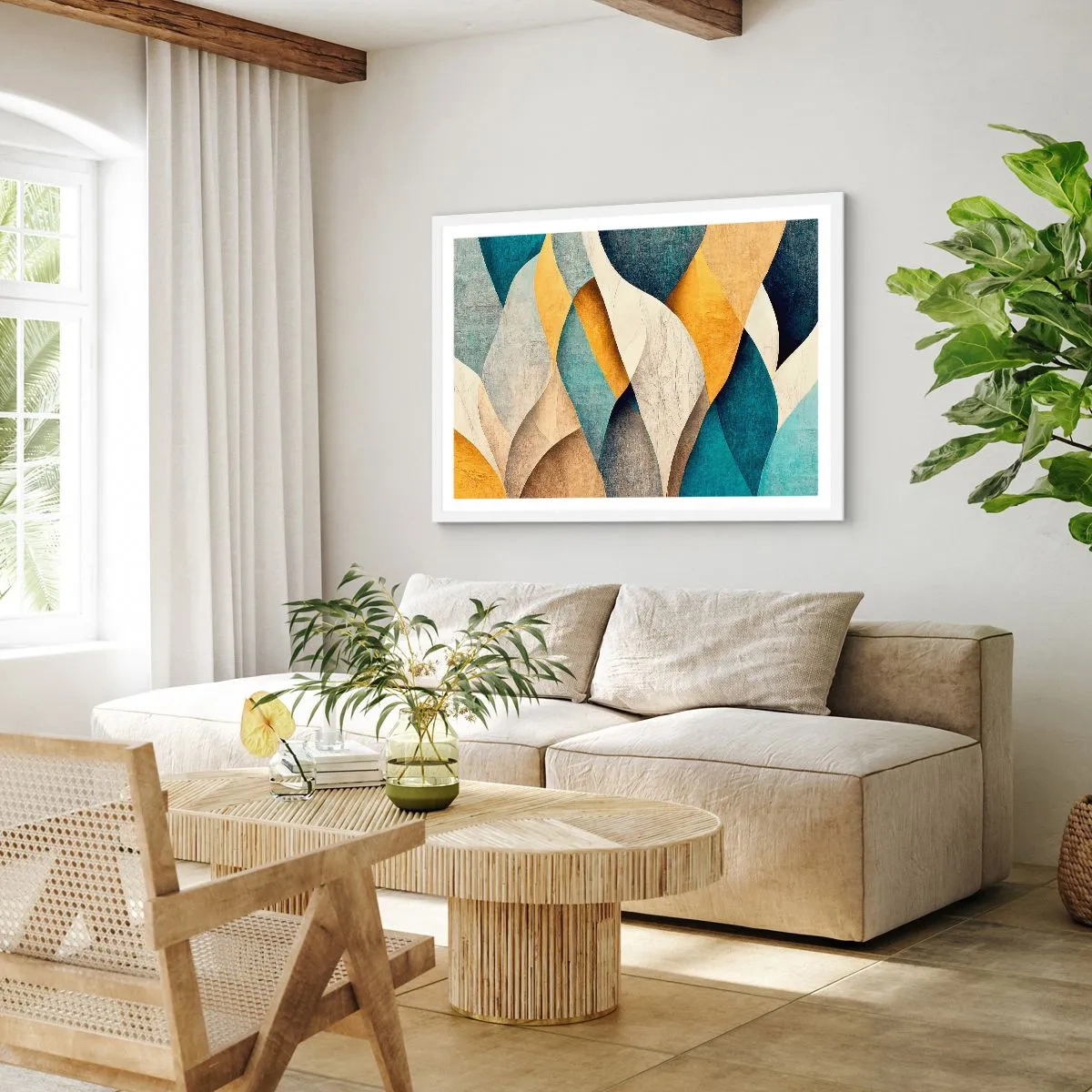 Poster in einem weißen Rahmen - Rhythmus und Welle - 91x61 cm