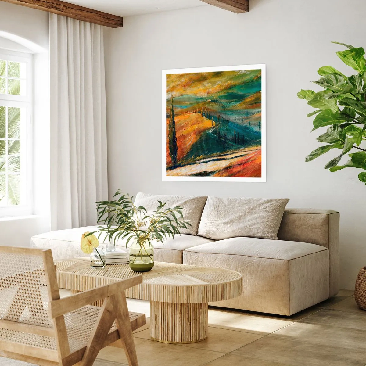 Poster - Toskanische Landschaft - 30x30 cm