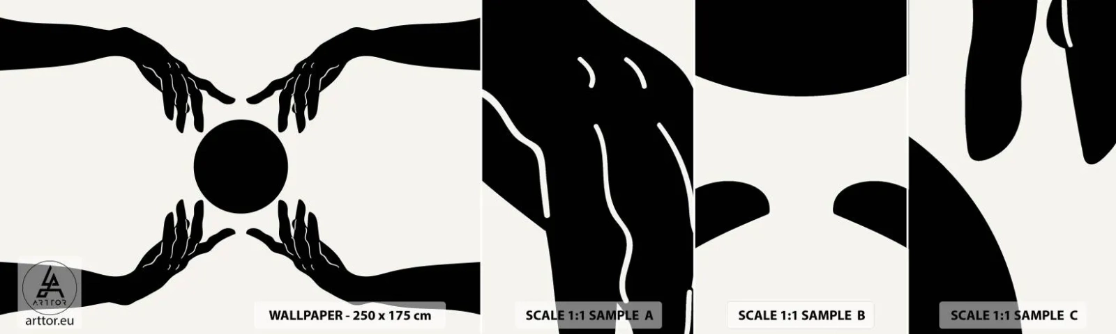 Fototapeten Muster Selbstklebend Deluxe Sticker - Geheimes Zeichen - Hände, Ball, Hände - 100x30 cm