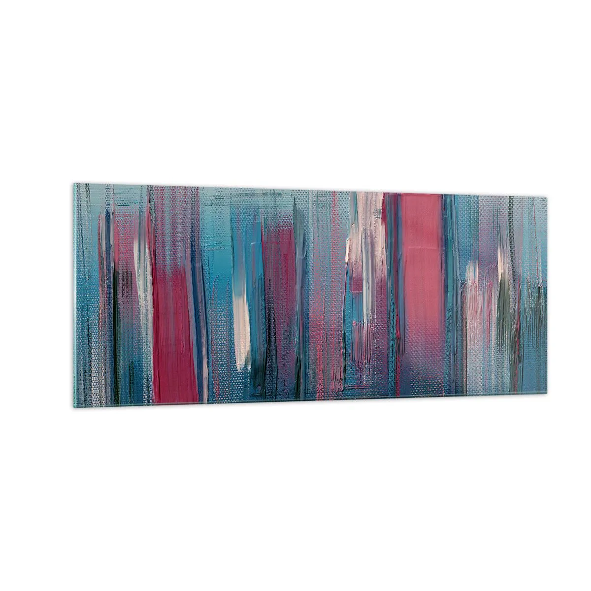 Glasbild - Bild auf glas - Vertikale Komposition in Blau und Rot - 100x40 cm