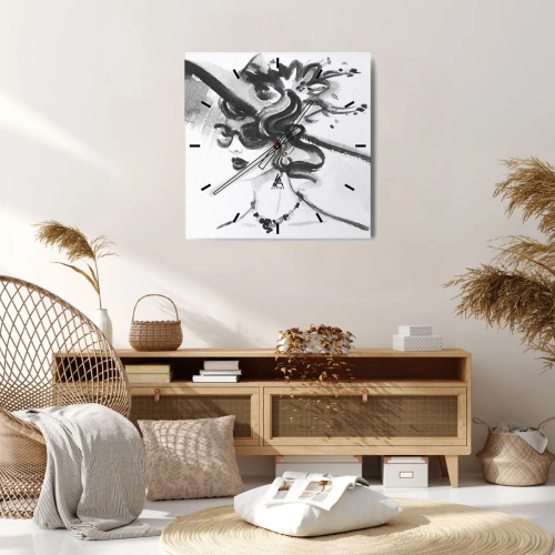 Wanduhr - Glasuhr - Eine Dame mit Charakter - 40x40 cm