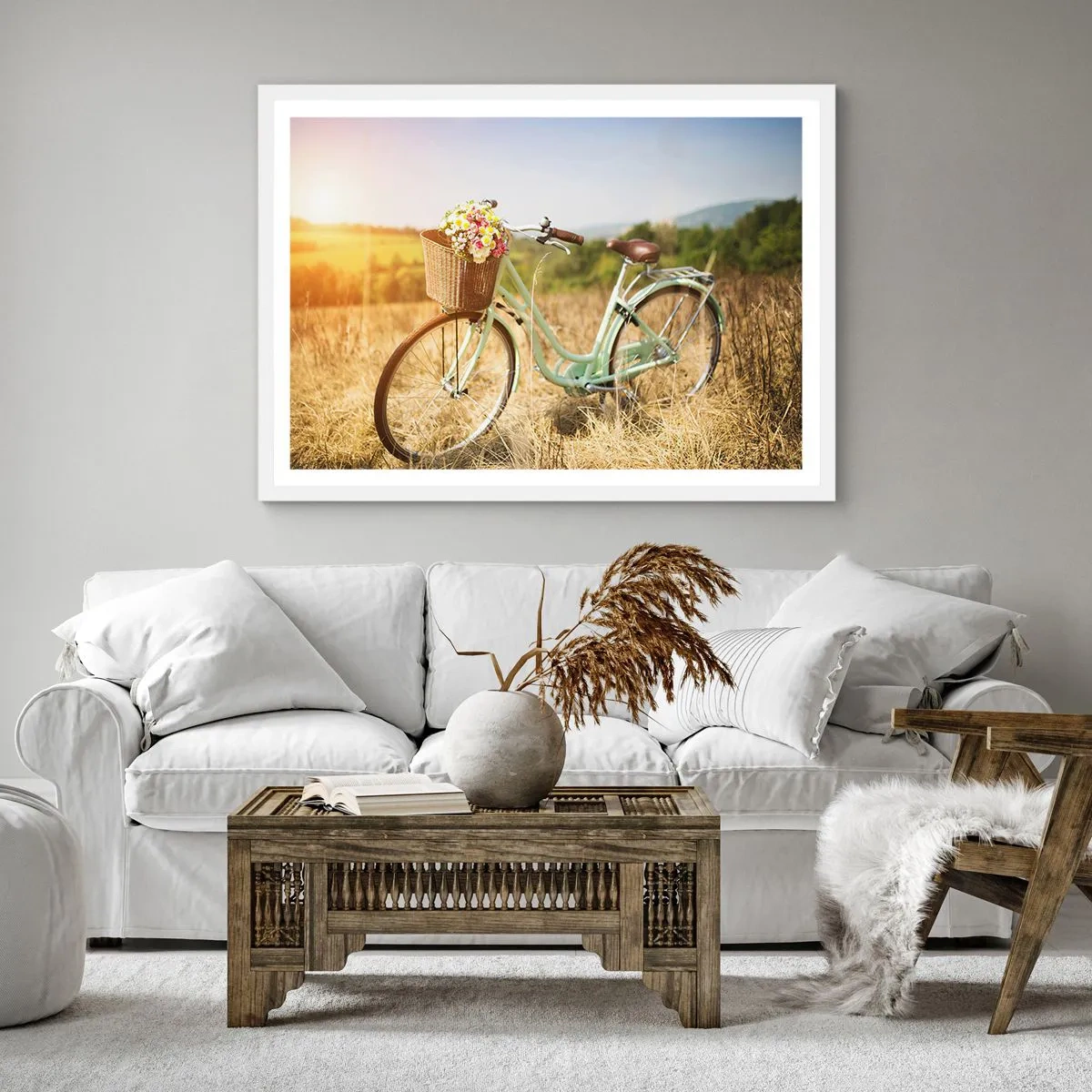 Poster in einem weißen Rahmen - Ich bleibe eine Weile hier - 50x50 cm