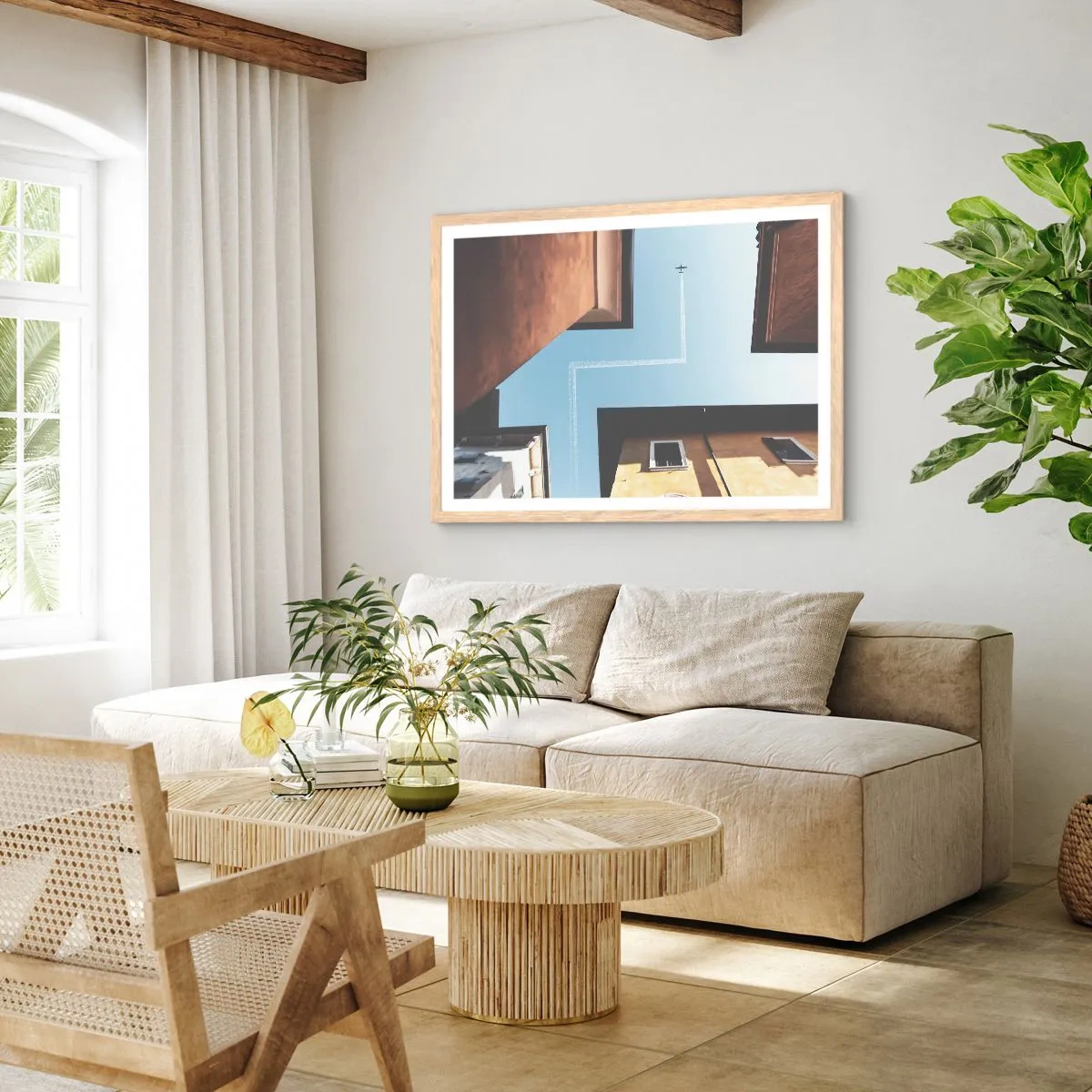 Poster in einem Rahmen aus heller Eiche - Über dem Stadtlabyrinth - 40x30 cm