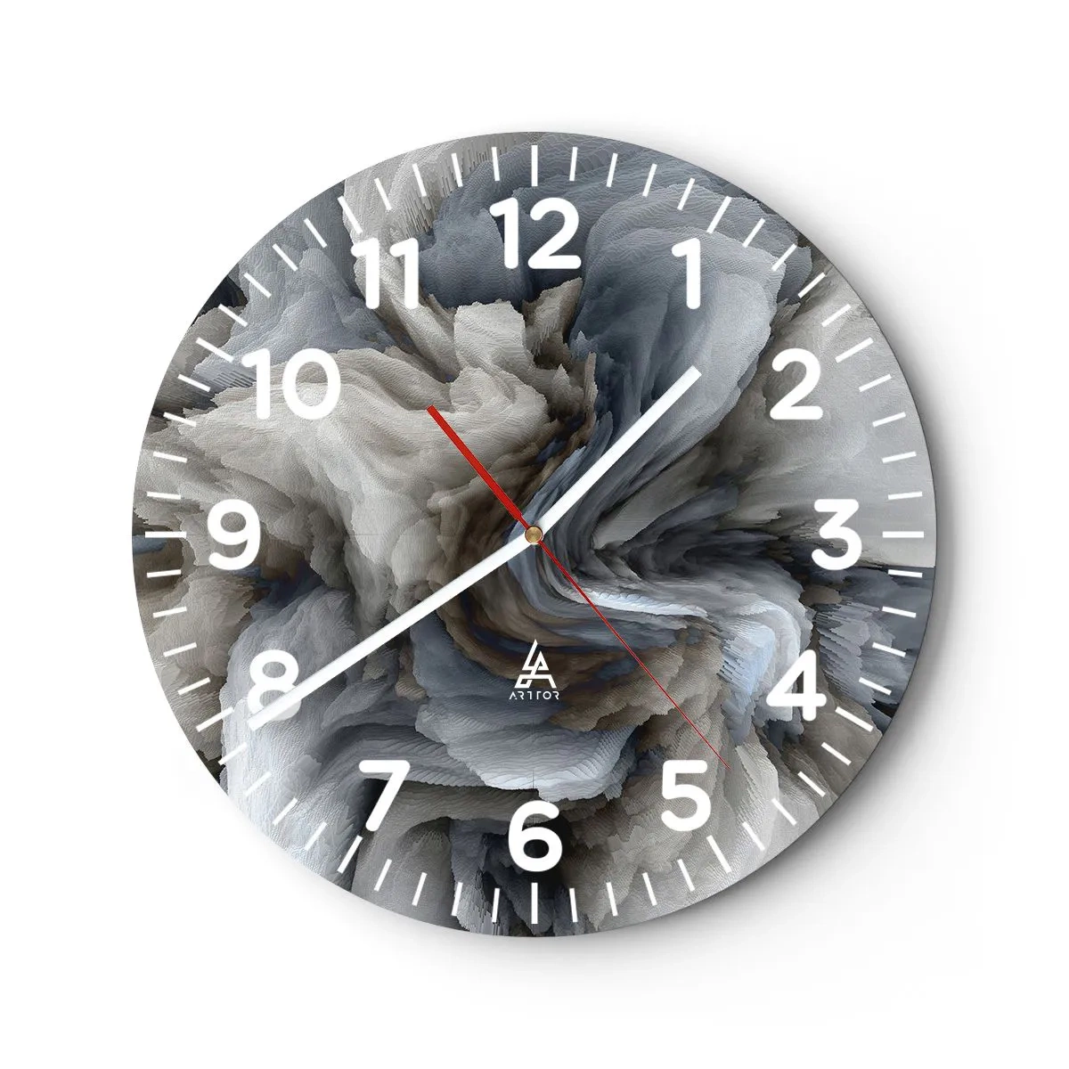 Wanduhr - Glasuhr - Stein und Blume - 40x40 cm