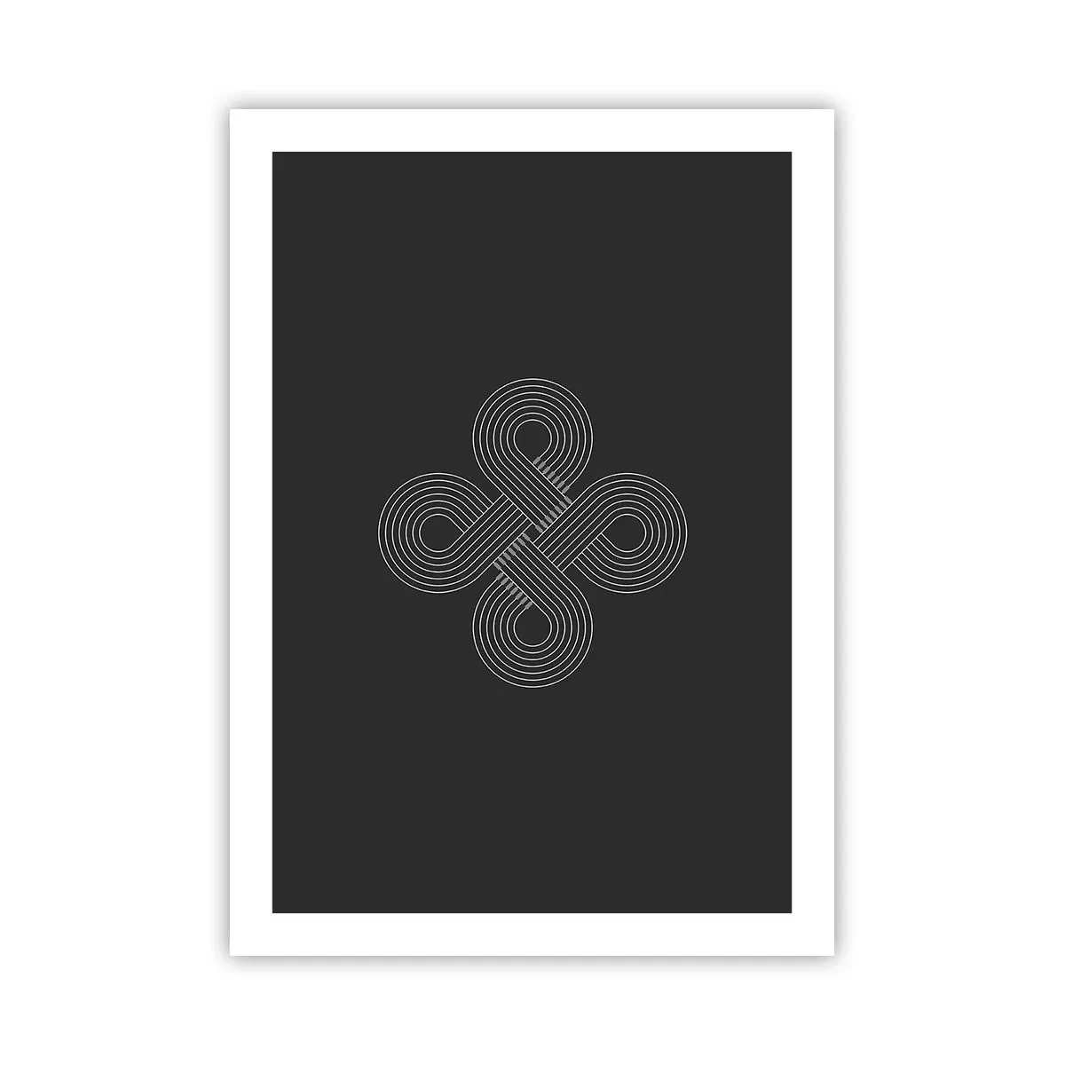 Poster - Geometrisches Symbol auf schwarzem Hintergrund - 50x70cm - Im keltischen Geist - Moderne Wanddekoration für Wohnzimmer und Schlafzimmer ARTTOR