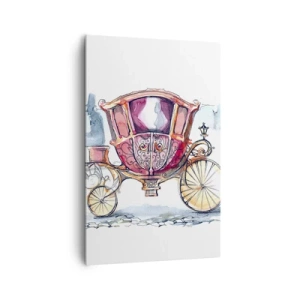 Bild auf Leinwand - Leinwandbild - Eine stilvolle Illustration einer antiken Kutsche in Pastellfarben. - 80x120cm - Zur Hochzeit oder zum Abschlussball? - Moderne Wanddekoration für Wohnzimmer und Schlafzimmer ARTTOR