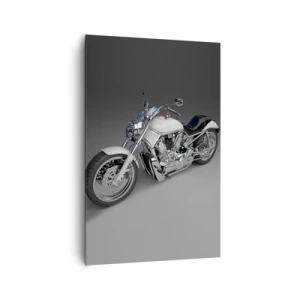 Bild auf Leinwand - Leinwandbild - Weißes Cruiser-Motorrad auf grauem Hintergrund - 80x120cm - So dass man hinknien möchte - Moderne Wanddekoration für Wohnzimmer und Schlafzimmer ARTTOR