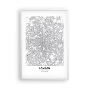Poster in einem weißen Rahmen - Karte des Labyrinths von London - 61x91 cm