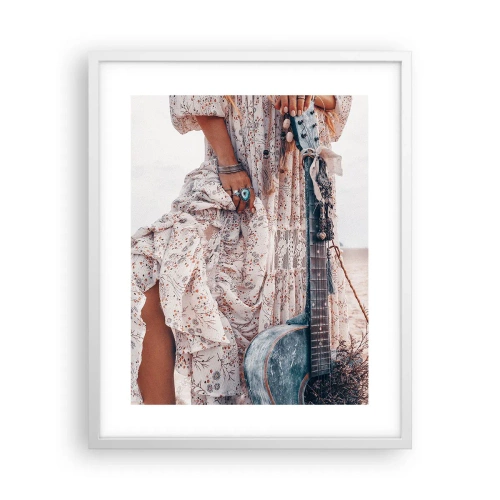 Poster in einem weißen Rahmen - Kinderblumen auf dem Weg - 40x50 cm