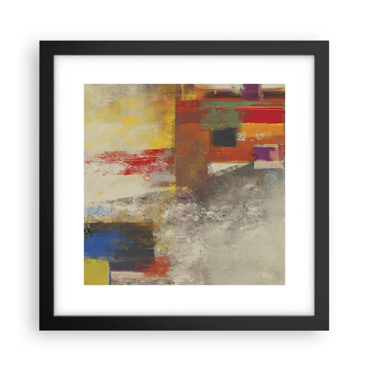 Poster in einem schwarzem Rahmen - Geometrie der Farben - 30x30 cm