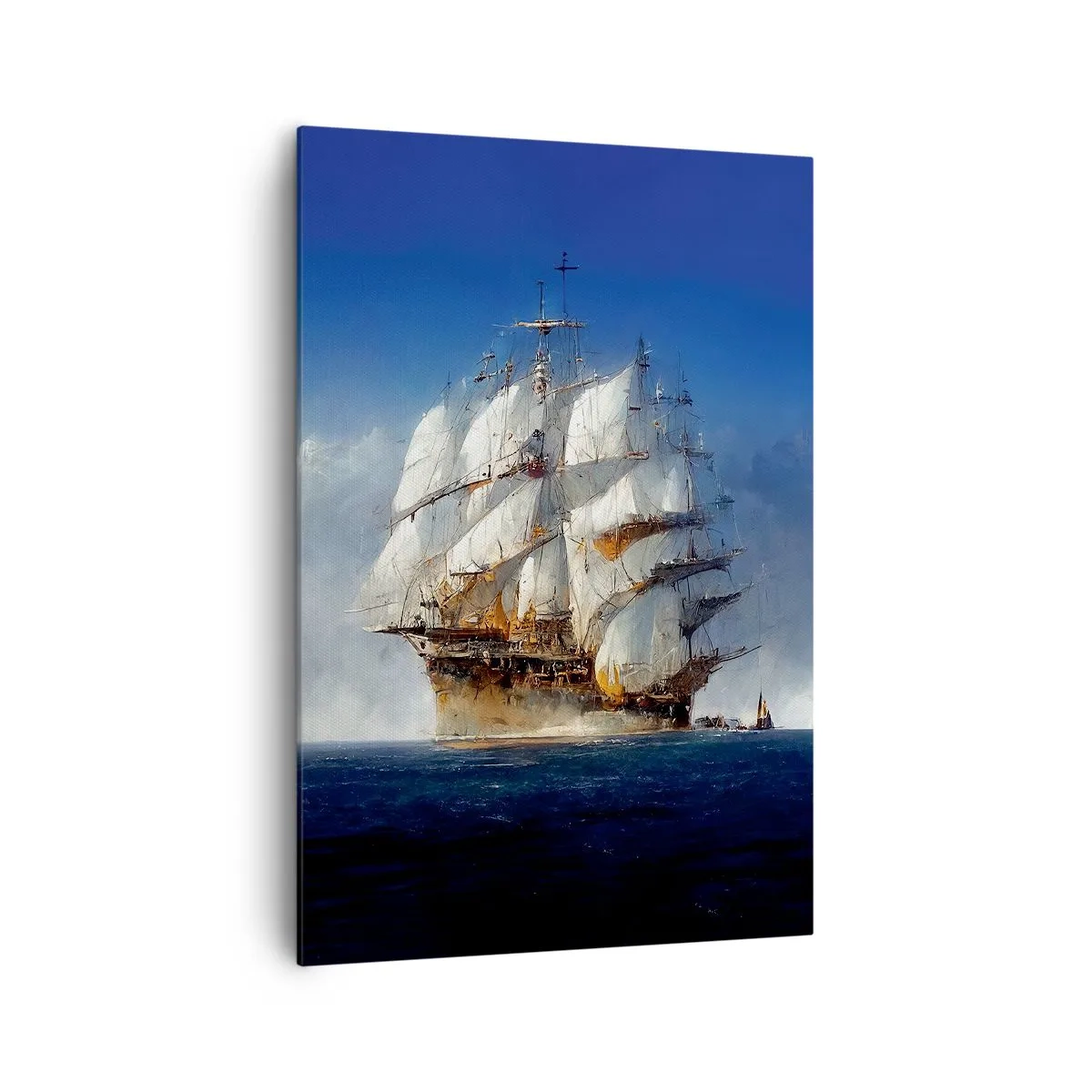 Bild auf Leinwand - Leinwandbild - Ein Segelschiff auf offener See unter blauem Himmel - 70x100cm - Der große Ruhm! - Moderne Wanddekoration für Wohnzimmer und Schlafzimmer ARTTOR