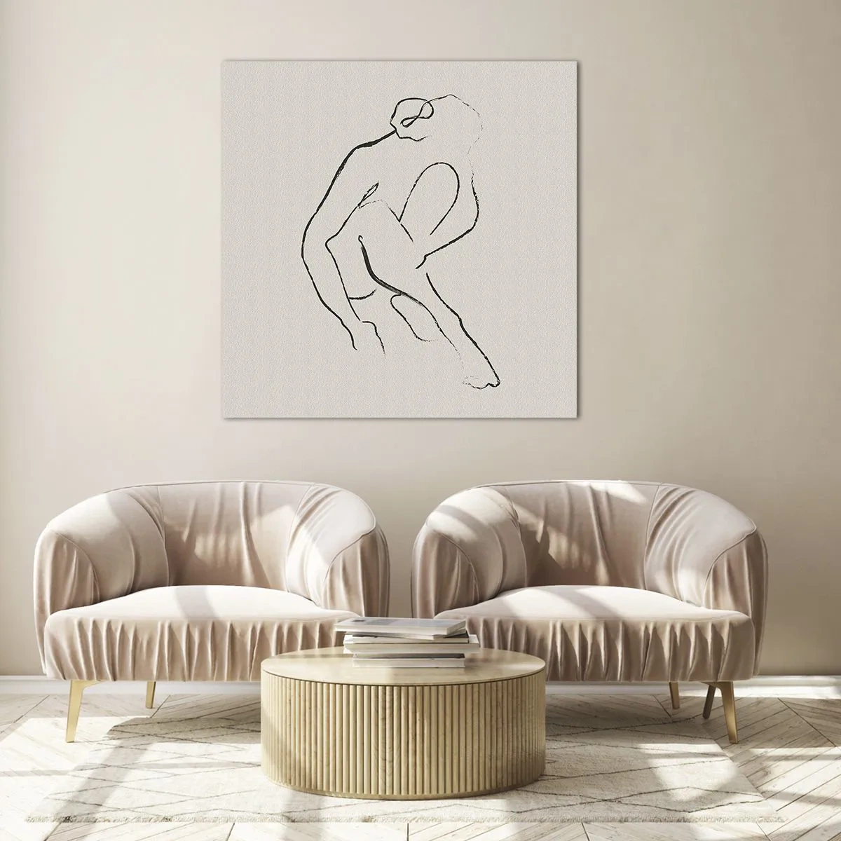 Glasbild - Bild auf glas - Intime Skizze - 70x70 cm